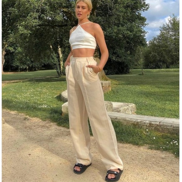 Zara | Pants u0026 Jumpsuits | Zara Linen Masculine Wide Leg Pants Nwt |  Poshmark